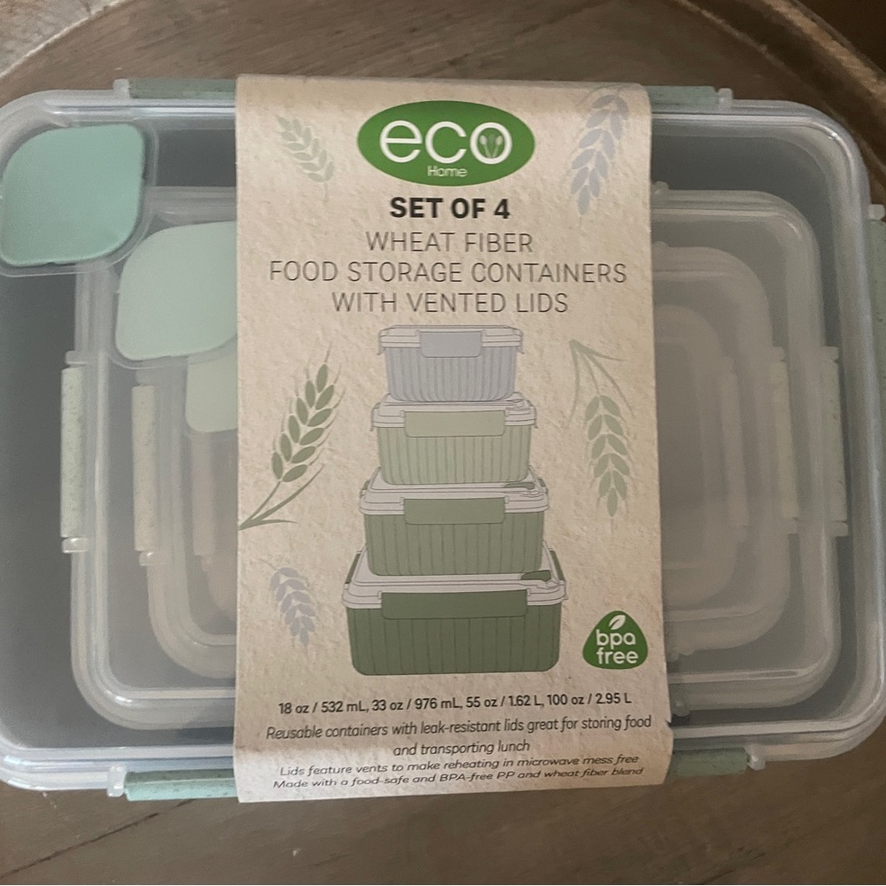 Ecotools Green Eco-Friendly Food Storage Containers Set of Four Plant Based